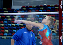 Bakıda Dünya Kubokunun iştirakçısı olan gimnastların podium məşqləri. Azərbaycan, 18 fevral, 2016